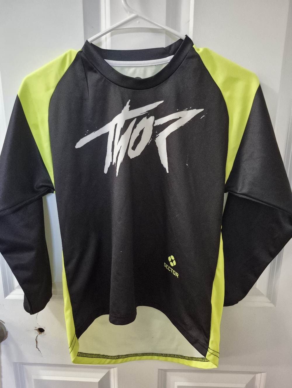 thor Black & Neon Green Long Sleeve Kids Performance Tee